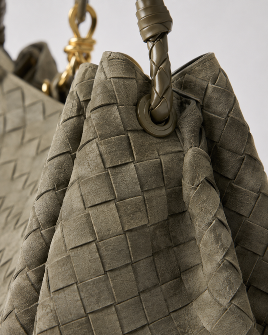 ALEONA La Tessuta woven suede shoulder bag in Light Olive, product image 2