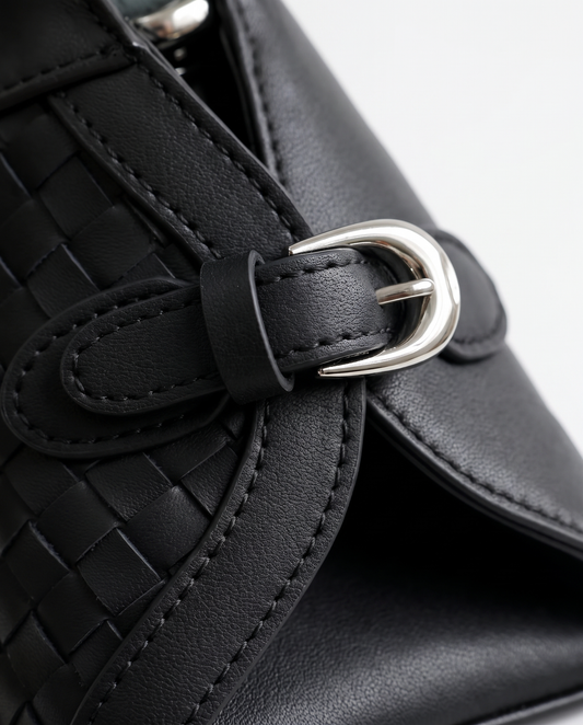 ALEONA La Trecciata woven leather bag in Nero, product image 2