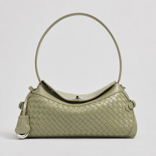 ALEONA La Trecciata woven leather bag in Light Olive, product image 1