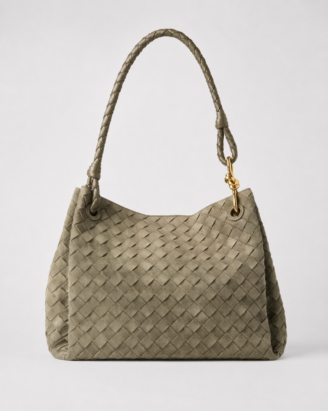 ALEONA La Tessuta woven suede shoulder bag in Light Olive, product image 4