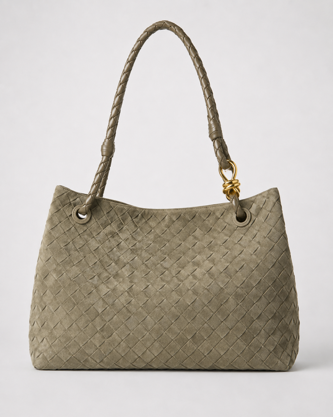 ALEONA La Tessuta woven suede shoulder bag in Light Olive, product image 5