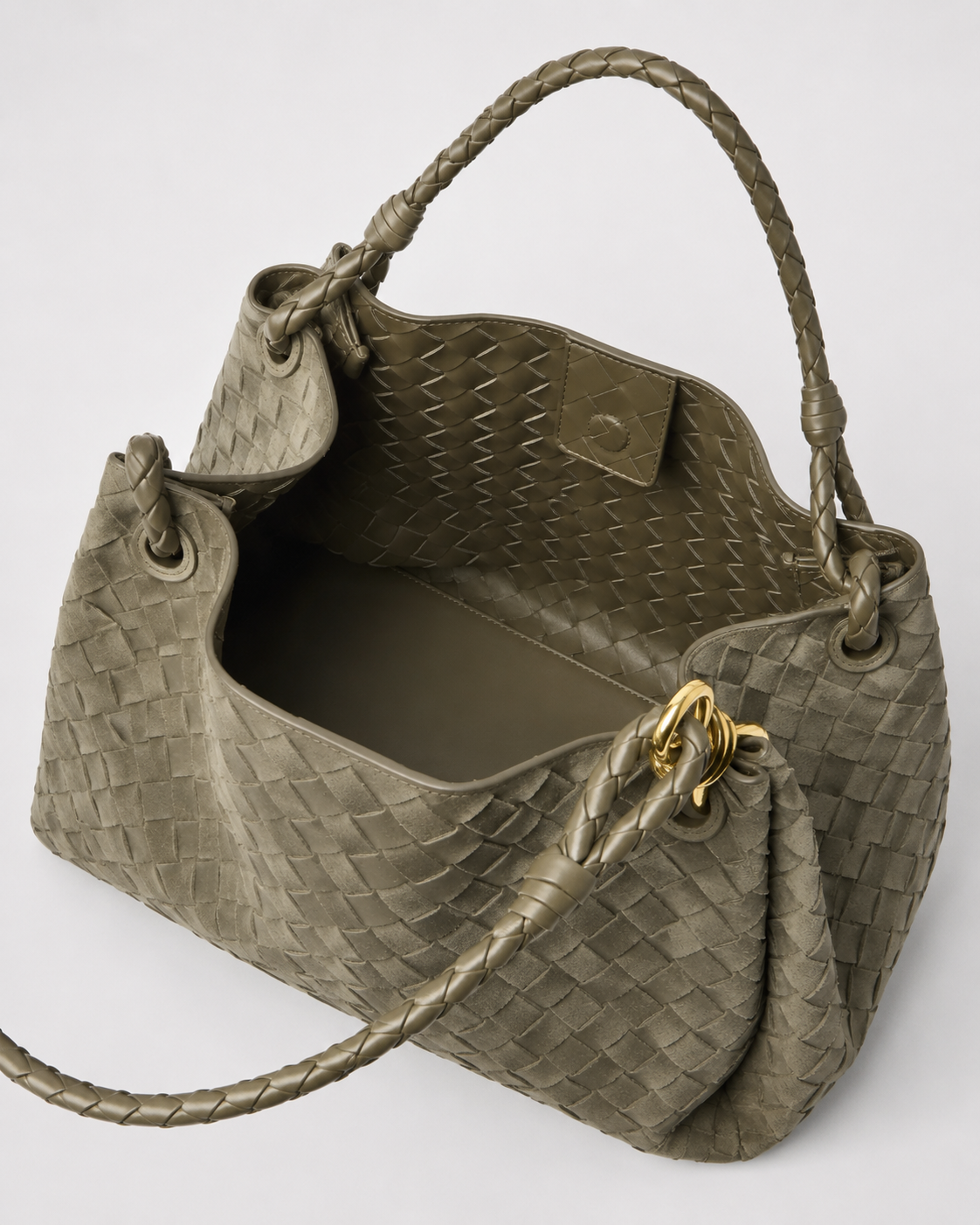 ALEONA La Tessuta woven suede shoulder bag in Light Olive, product image 7