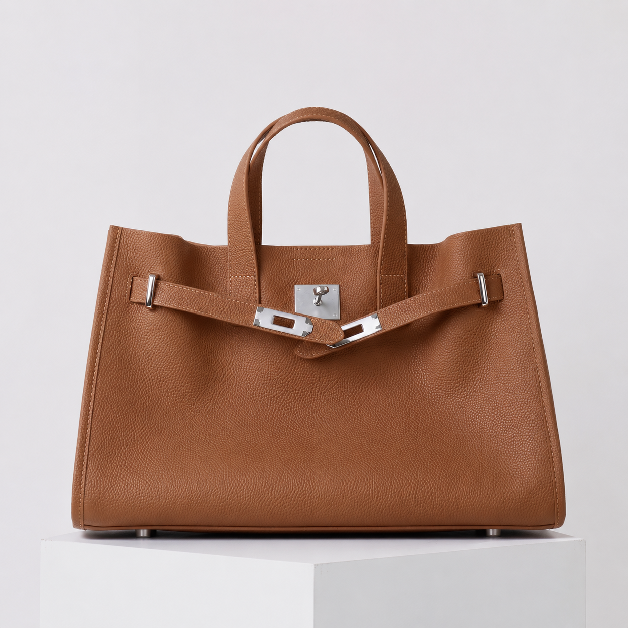 ALEONA L'Essenziale genuine leather shopper in Caramel, product image 1