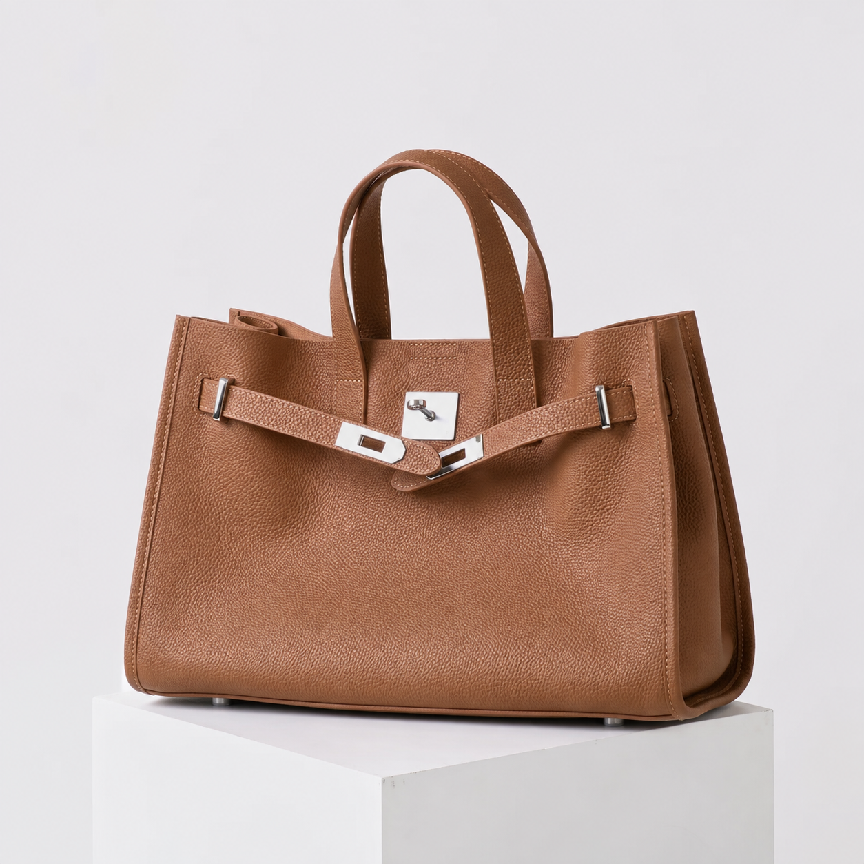 ALEONA L'Essenziale genuine leather shopper in Caramel, product image 8