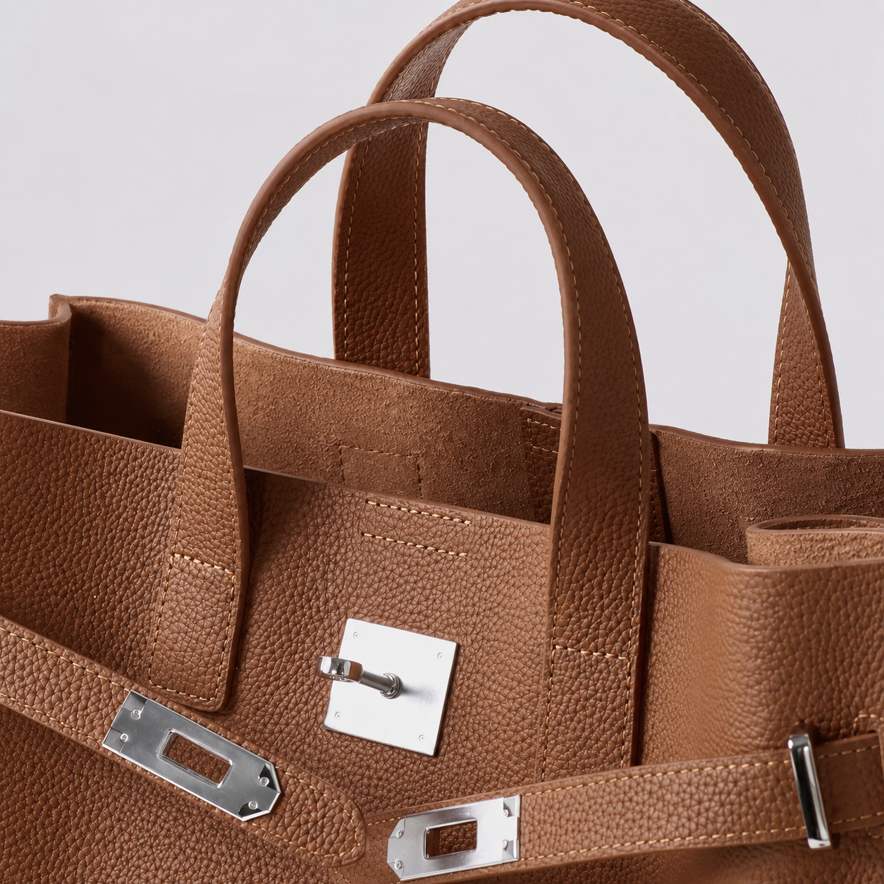 ALEONA L'Essenziale genuine leather shopper in Caramel, product image 2