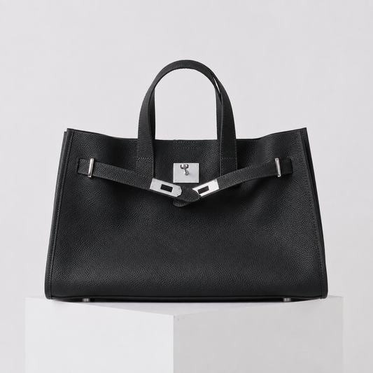 ALEONA L'Essenziale genuine leather shopper in Nero, product image 1