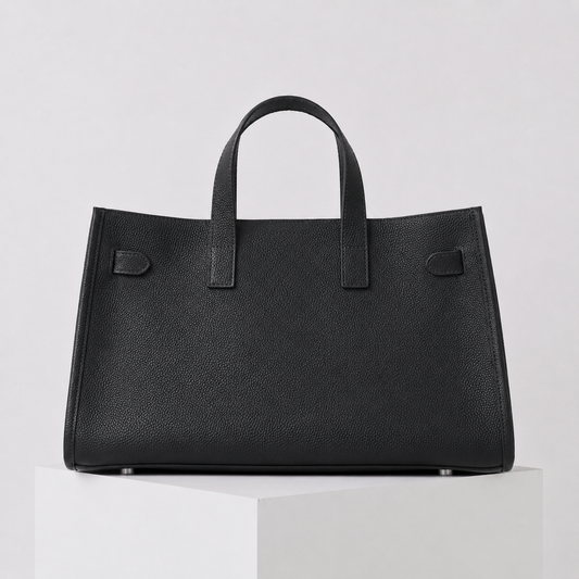 ALEONA L'Essenziale genuine leather shopper in Nero, product image 2