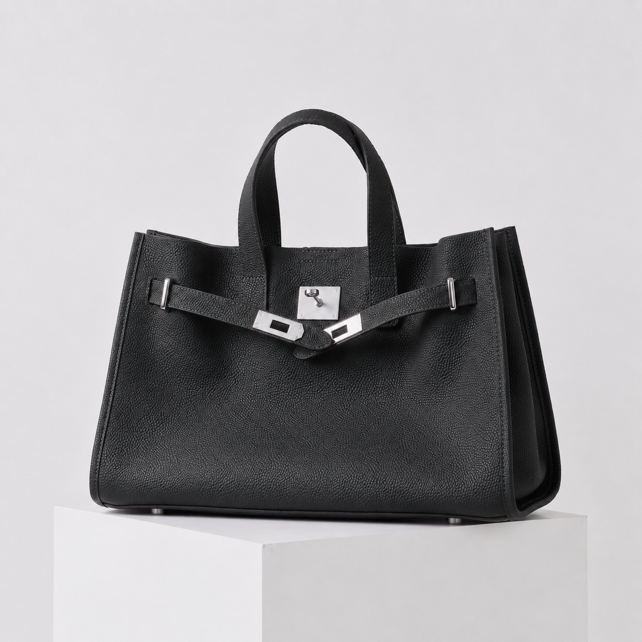 ALEONA L'Essenziale genuine leather shopper in Nero, product image 4
