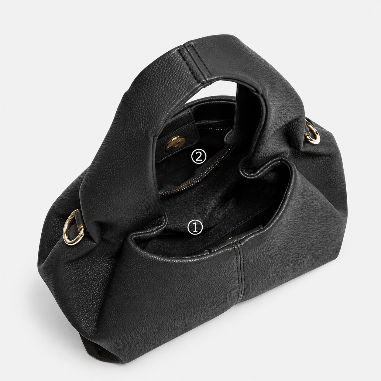 ALEONA La Luna genuine leather shoulder bag in Nero, product image 3