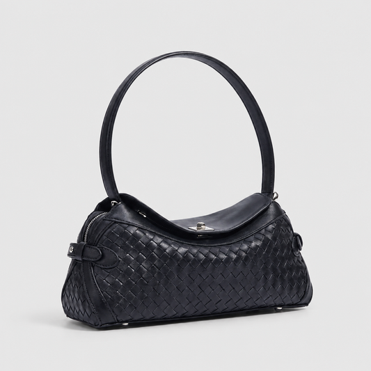 ALEONA La Trecciata woven leather bag in Nero, product image 1